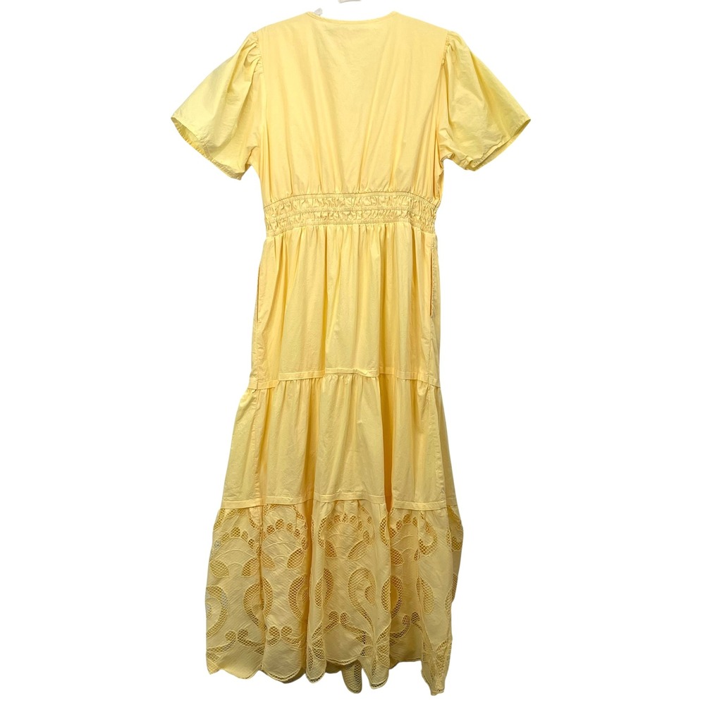 Haute Hippie cotton tiered smocked waist long dress Size‎ M buttermilk yellow - Picture 11 of 12
